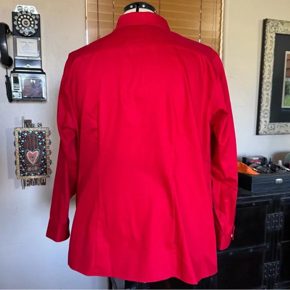NWOT Lands’ End red 100% cotton button front shirt 2X - Picture 6 of 11